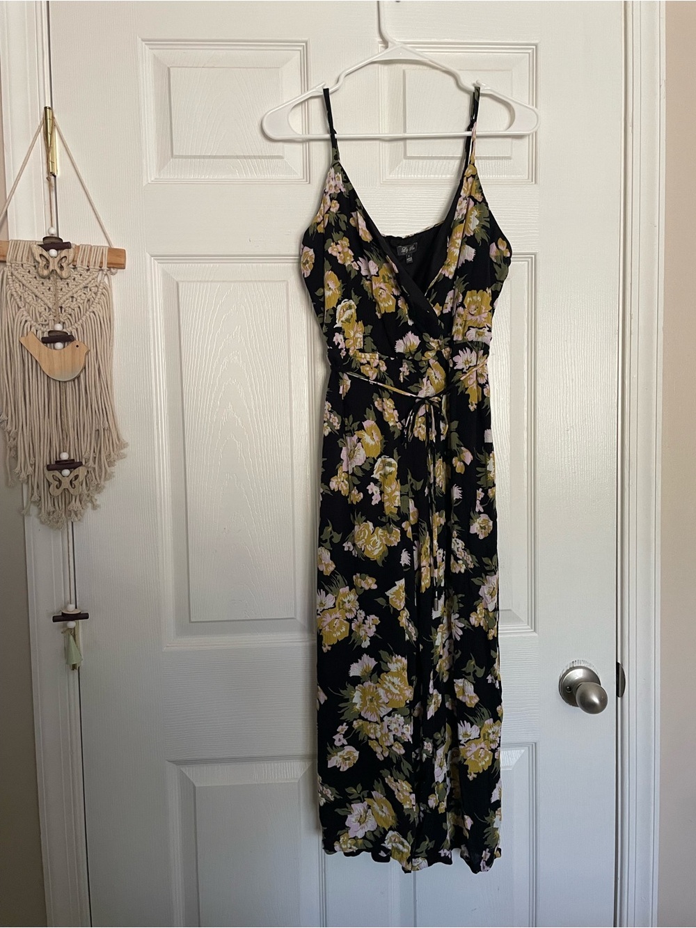 Lily Rose Women’s size Small Black Floral Jumper with Yellow and Pink Floral